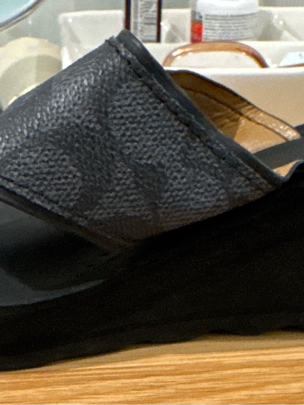 Coach Janice Black Signature Canvas Platform Wedge Thong Sandals Y2K Size 9 - Picture 6 of 8